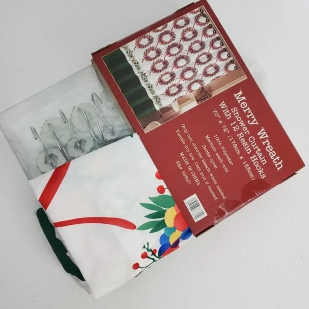 Merry Wreath Shower Curtain & Hook Set
